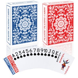 Metsyth Plastic Playing Cards Waterproof Cards Poker Card 2 Pack Playing Card Large Print for Adults Seniors, Deck of Card Set Professional Poker Cards for Beach Trip Pool Party Games (Blue & Red)