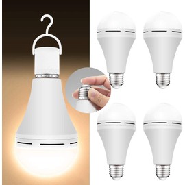 Emergency-Rechargeable-Light-Bulb, Stay Lights Up When Power Failure, 1200mAh15W 80W Equivalent LED Light Bulbs for Home, Camping, Tent (Soft Warm)