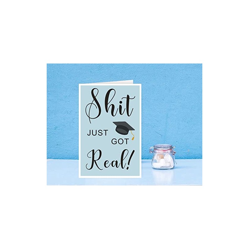 Hilarious Just Got Real Graduation Card, Humorous Graduate Hat Card