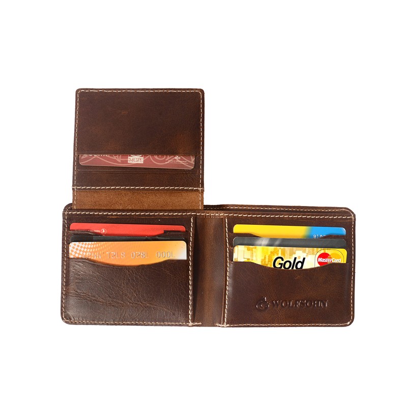 Wolfsohn Men's Leather Wallet, 12 Compartments, Hilfiger Wallet, Portrait Format,