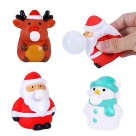 Squeeze Decompression Toys, Bubble Blowing Squishies, Santa, Reindeer and Snowman Mochi Toys, Set of 3, Christmas Stocking Stuffers