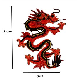 Zhiheng 1 Pair Red Chinese Dragon Totem Embroidered Appliques Dragon Couple Iron on Patches for Jeans Jackets Backpacks