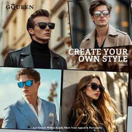 GQUEEN Lightweight Al-Mg Temple Polarised Sunglasses Mens Womens 2 Pack