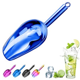 Metal Ice Scoop，Kitchen Ice Scooper for Ice Maker,Stainless Steel Small Ice Scooper for Freezer，Kitchen Gadgets Cookie Flour Pet Dog Food Scoop (Blue, 3 OZ)
