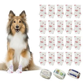QIYUDA Disposable Dog Booties 20 Counts Waterproof Adjustable Paw Protectors Dogs Cats Shoes Boots for Mud Foot Covers (Middle)