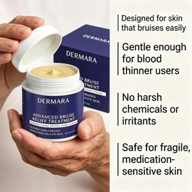 Dermara Bruise Cream, Skin Arnica Bruise Cream for Thin Skin Seniors - Vitamin C and E - Moisturizing Renewal (1 bottle)