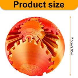 Thyonta 3D Printed Gear Ball - Sensory Spin Ball Effective Decompression Cyberpunk Laser Portable Stress Relief Hand Spinners for Office Adults Kids (Multicolor)