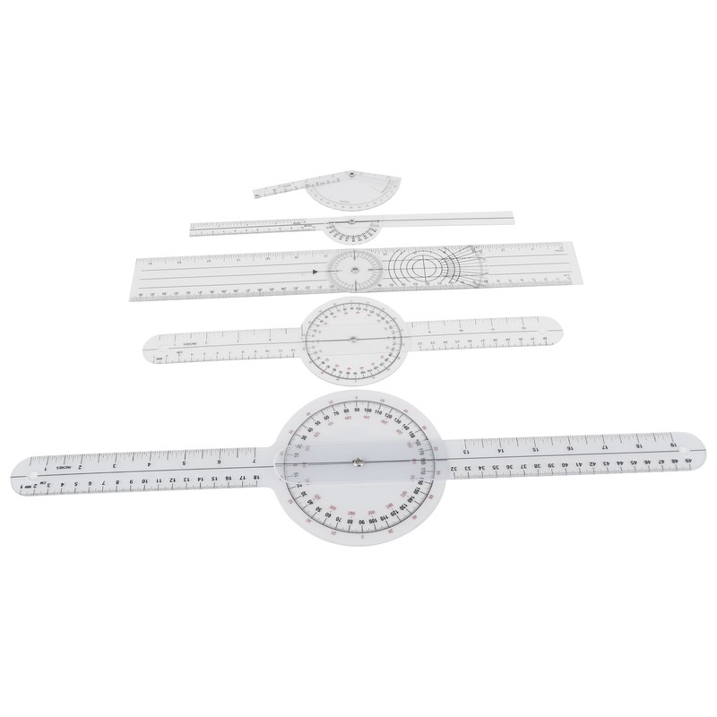 5Pcs Medical Goniometer Transparent Plastic Multifunction Joint Goniometer Set Kit
