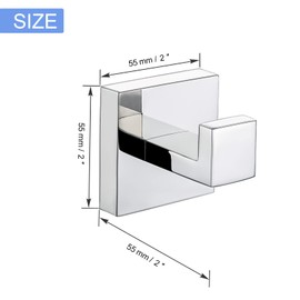TURS Single Towel / Robe Hook Clothes Hooks For Bathroom Kitchen Stainless Steel Wall Mount 2 Pack Polished Q7001P-P2