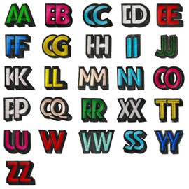 Letter Patches for Iron-on, Pack of 52 Patches for Iron-on, Glitter Letters Lettering for Iron-on, Sewn Embroidery Patches, Clothing Patches for Iron-On (Coloured Letters)