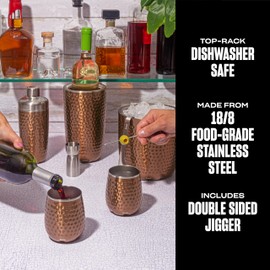S'well Stainless Steel Shaker Set with Jigger, 18oz, Dipped Metallic, Triple Layered Vacuum Insulated Container Keeps Cocktails Colder for Longer, BPA Free Barware