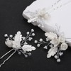 Denifery 3 Pieces Silver Flower Bride Wedding Hair Pins Leaf