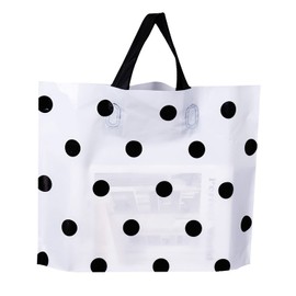 Joyhey 50 Count 9.8''x13'' Plastic Merchandise Bags, Shopping Bags, Retail Bags, Boutique Bags with Handles - Black Polka Dot (More Patterns Available)
