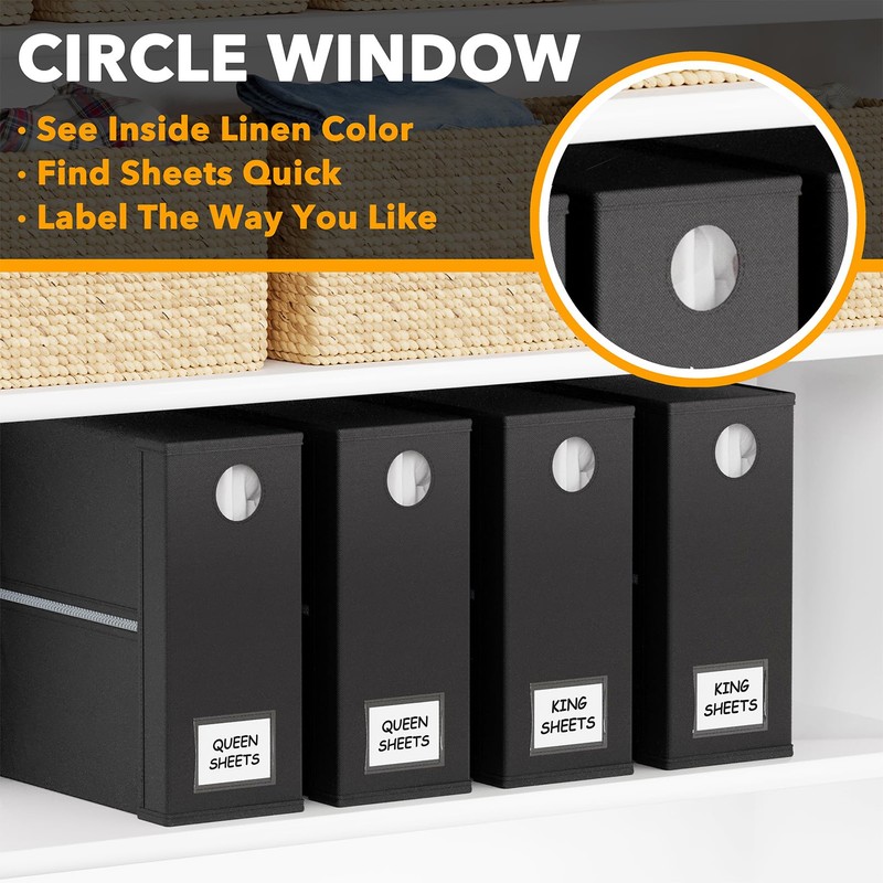 SpaceAid 4 Pack Bed Sheet Organizers and Storage, Foldable Sheet