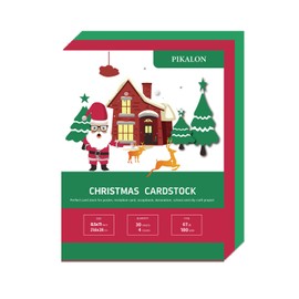 Pikalon 30 Sheets Christmas Cardstock 8.5x11 Inches, 180gsm Heavyweight Assorted Colored Card Stock Paper Perfect for Crafting Scrapbook Festive Decor Card Craft (Christmas)