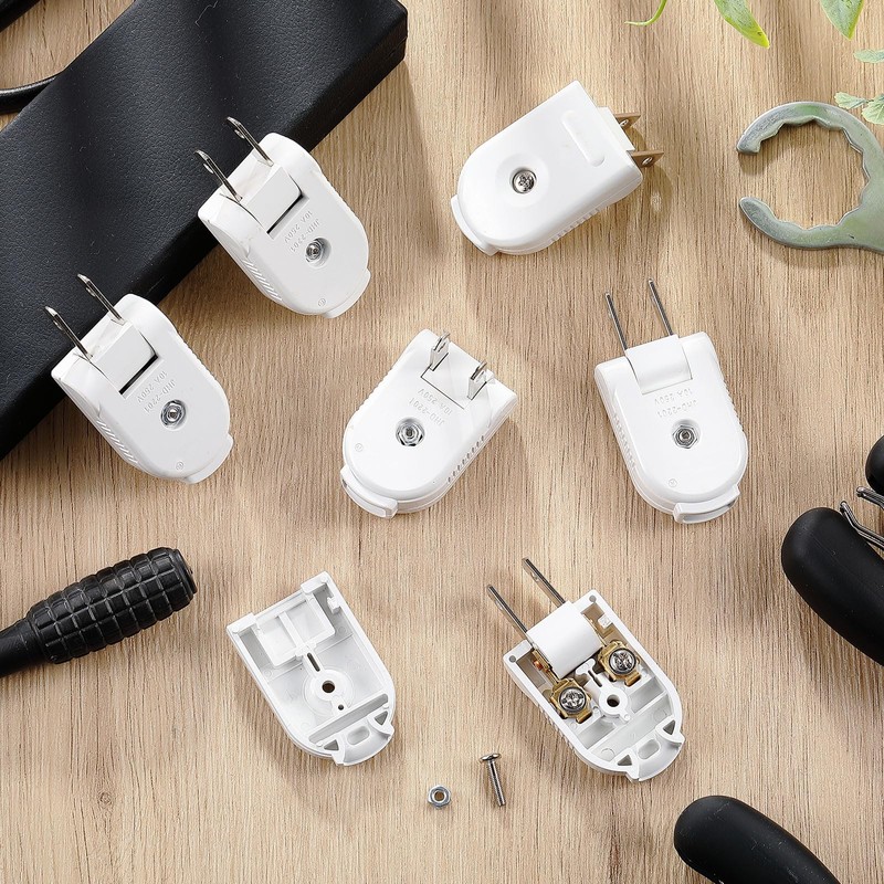 Flutesan 15 Pcs Extension Cord Replacement Plug 2 Prong 125V