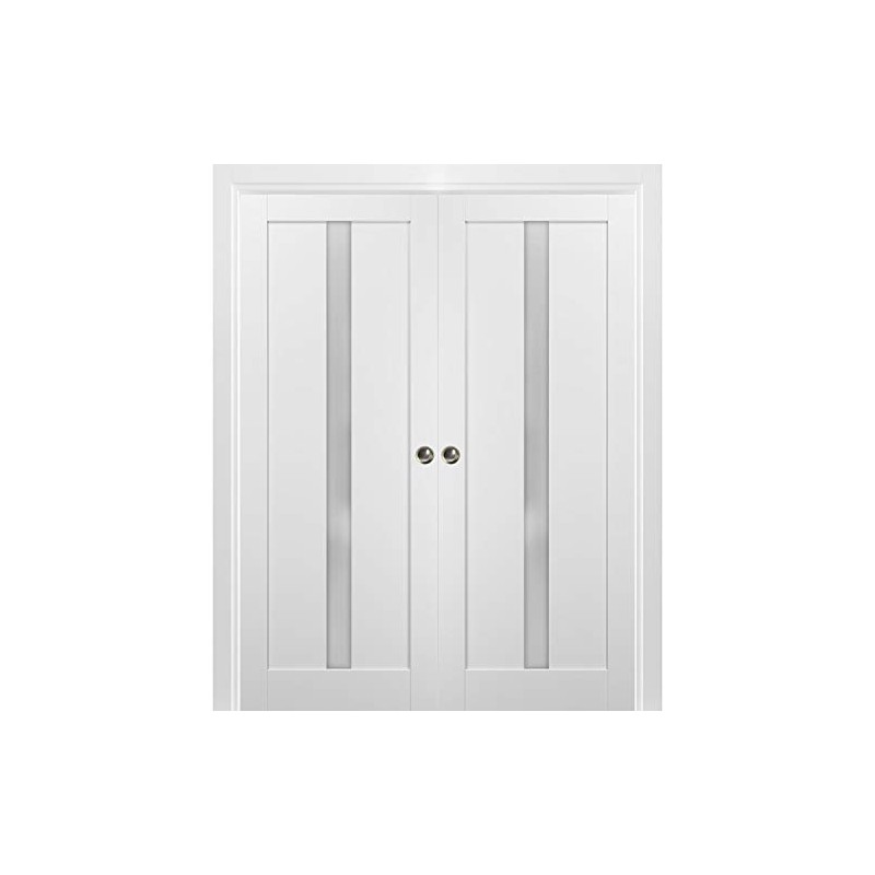 French Double Pocket Doors | Quadro 4112 White Silk with