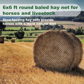 RTFLYKAY 5x5ft Round Bale Hay Net, 5x5 Ft Sturdy Hay Net Slow Feed for Horses, Knotless Slow Feed Hay Net Feeder for Livestocks, Slow Feeder Hay Nets with 2 inches Hole (5 * 5 ft)