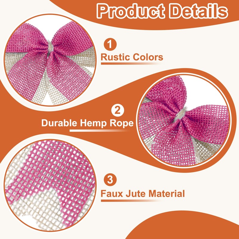 PATIKIL 4 Inch Mini Burlap Bows for Crafts, 24 Pcs