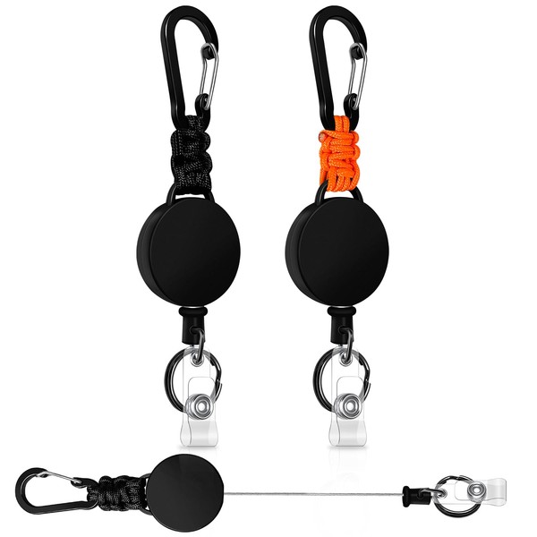 Pack of 2 Extendable Keyrings (Black + Orange)