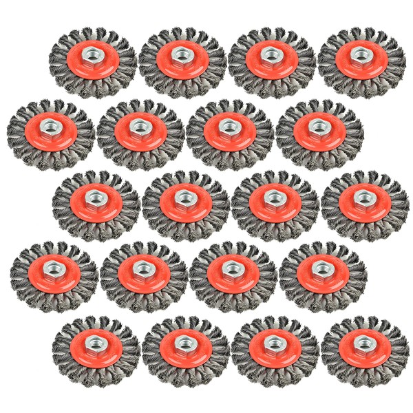 20 Pack Steel Wire Wheel Brush,Knotted Wire Brush 4 inch