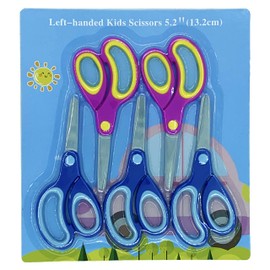 Left-Handed Kids Scissors by Phildim (Pack of 5, Rounded-tip, 13.2 cm) - 5.2'' Lefty Soft Touch Blunt School Student Scissors Shears PD-004-UK-A