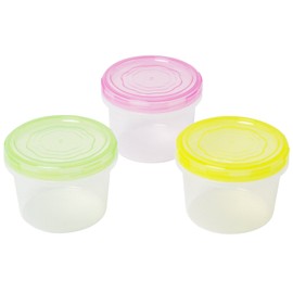 SankoPlastic Food Storage Containers, Everyday Pack, Round No. 2, Shallow Shape, Set of 3, Colorful