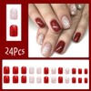 Christmas Press on Nails Short Square Fake Nails Red Glitter
