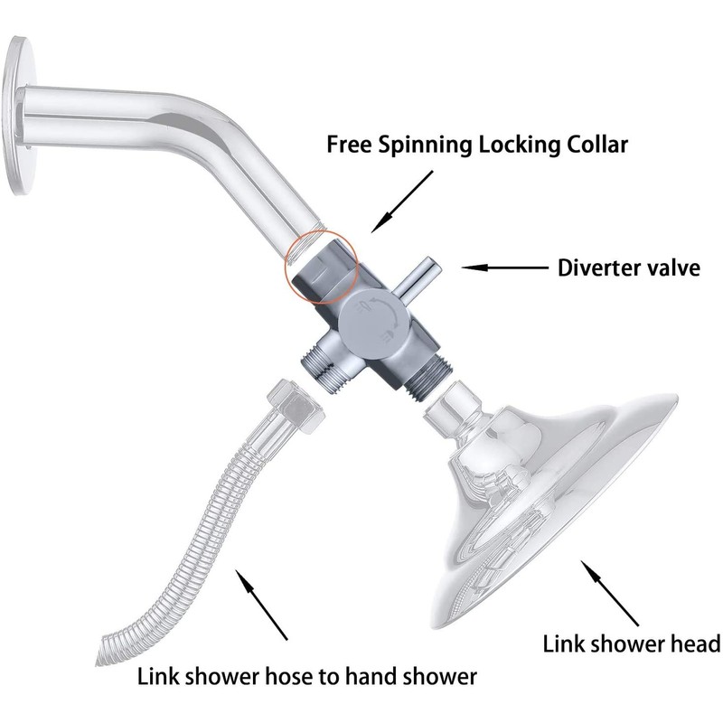 100% Solid Metal Shower Arm Diverter Valve for Hand Held