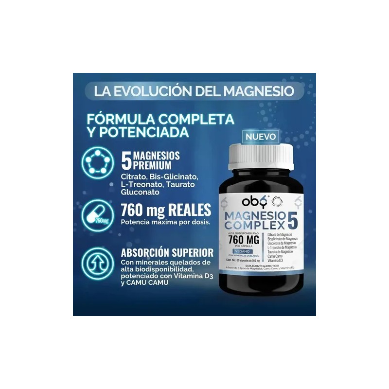 2pc Magnesio Complex 5 Citrato, Glicinato, Treonato, Taura
