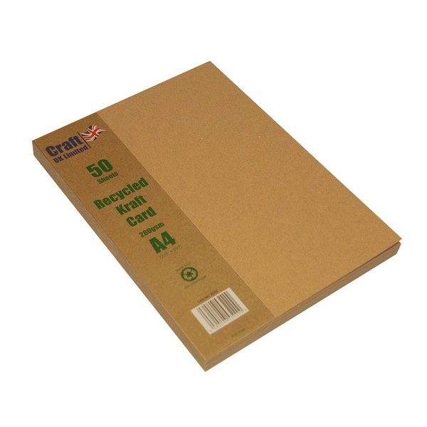 Craft UK 2042 A4 Kraft Card - Brown (Pack of 50 Sheets)