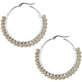 Aurstore Stainless Steel Hoop Earrings for Women Small Hula Hoop Trendy Jewelry Gifts for Women Girls Hypoallergenic and Multicolor, Stone