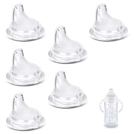 4/6 Packs Replacement Silicone Spout Compatible with NUK Learner Cup & Active Cup, Soft Transition Spout for Sippy Cups, Leak-Proof, BPA-Free, Easy to Clean Medium Flow (6 Pack)
