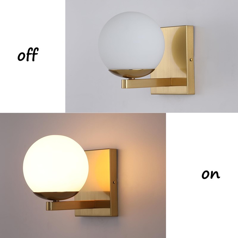 Popity home Gold Mid Centry Modern Wall Sconce, Globe Wall