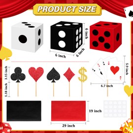 Zhanmai 6 Set Casino Theme Party Decorations 6 x 6 x 6 Inch Paper Poker Boxes Casino Centerpiece Sticks for Table Game Theme Night Decoration Gift Box for Poker Birthday Party Supplies