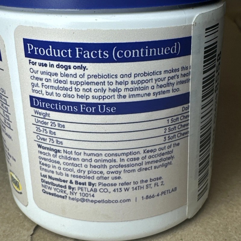 PetLab Co. Probiotics for all Dogs Gut Health Pork Flavor