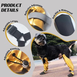 Outdoor Waterproof Dog Boots, Dog Paw Protector for Small Medium Dogs, Dog Shoes Nonslip for Snow Rain, Anti-Slip Dog Shoes with Suspenders (L)