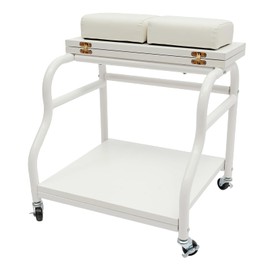 Foot Bath Trolley,2-Tier Foot Bath Cart with 4 Wheel,Portable Esthetician Trolley,Pedicure Foot Stool Cart, Foot Rest Manicure Massages Carts for Manicure Beauty Salon Nail Foot Bath Spa (White)