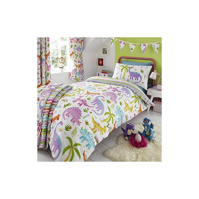 Happy Linen Company Girls Daisy Dino Dinosaur Pink Cylinder Ceiling