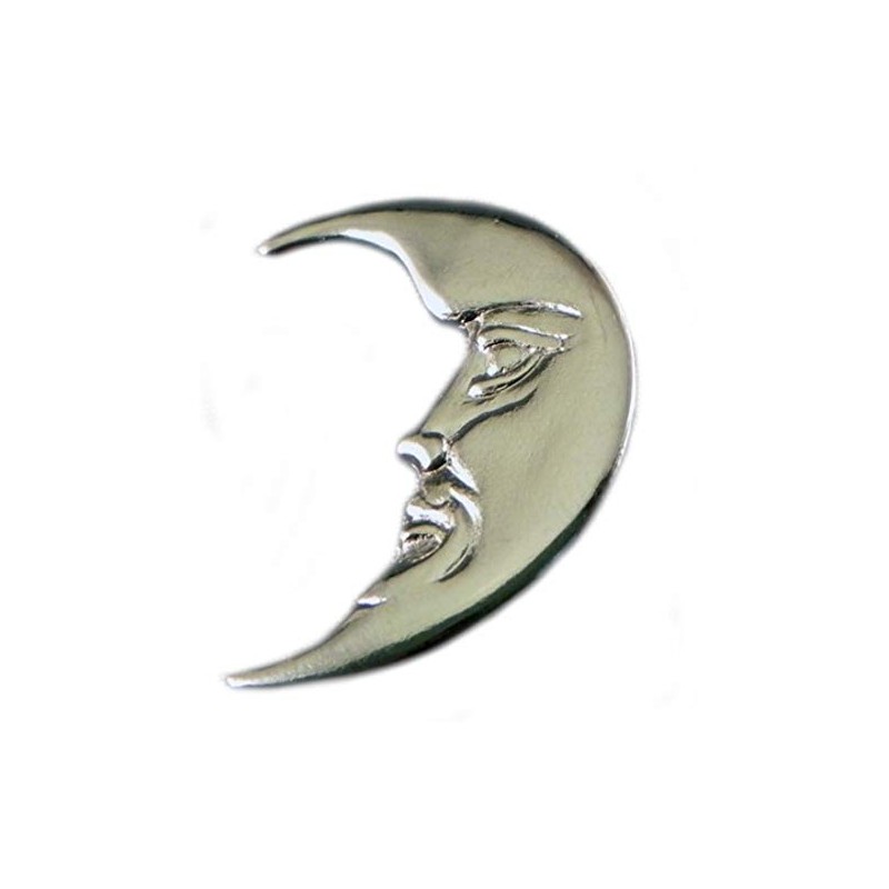 Metal Enamel Pin Badge Brooch Man in the Moon (Chrome)