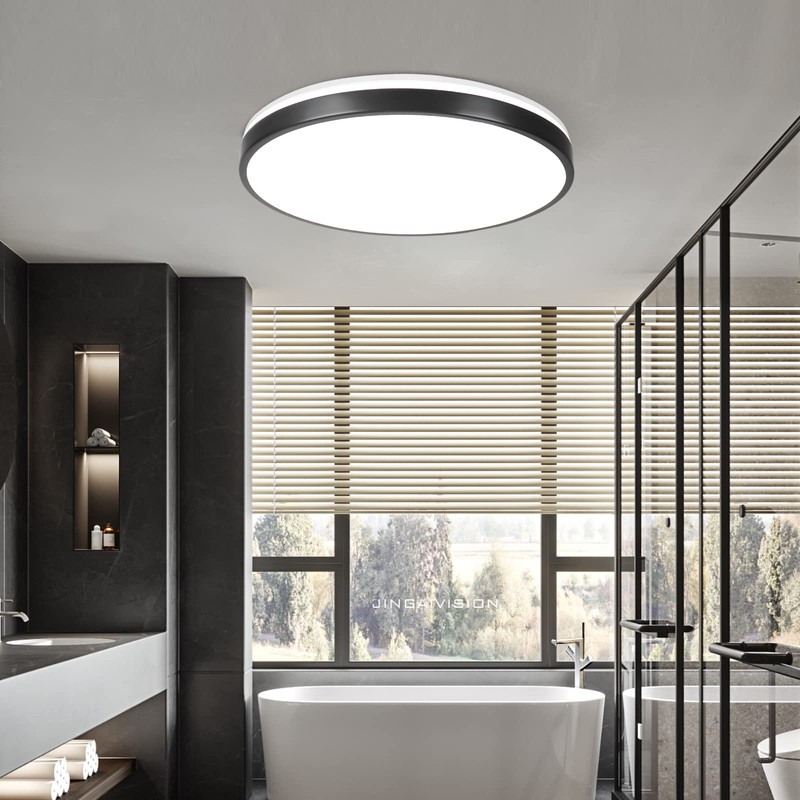HOREVO 24W LED Ceiling Lamp Black Flush Mount Ceiling Light