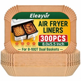 300Pcs Air Fryer Liners for Ninja Dual Airfryer, 8x5.5 Inch Rectangle Disposable Air Fryer Parchment Paper for Ninja DZ201/ DZ401/ DZ550, Bella Slim Airfryer & More, Air Fryer Accessories