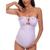 EastElegant Maternity Ruffle Ribbed Cutout One Piece Swimwear Square Ring