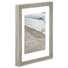 Hama "Waves" Picture Frame 10 x 15 cm Wooden Frame Portrait Landscape Format for Hanging, Standing, Stand, Hanging Device, Picture Size 10 x 15 cm, Grey