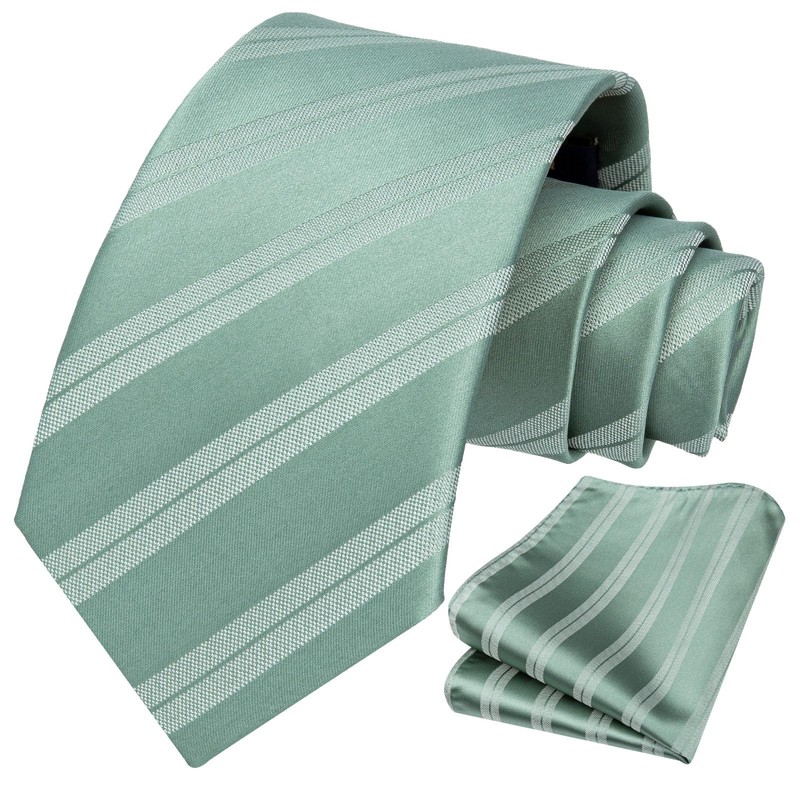 HISDERN Men's Tie Formal Stripes Tie with Pocket Square Set