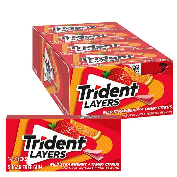 Trident Layers Strawberry & Citrus Sugar Free Gum, 12 Packs of 14 Pieces