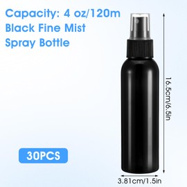 30 Pack Black Empty Spray Bottles, 4oz Plastic Fine Mist Spraying Bottles Small Refillable Sprayer Liquid Containers Portable Misters with Cap Travel Bottle for Perfume, Cleaning, Essential Oil
