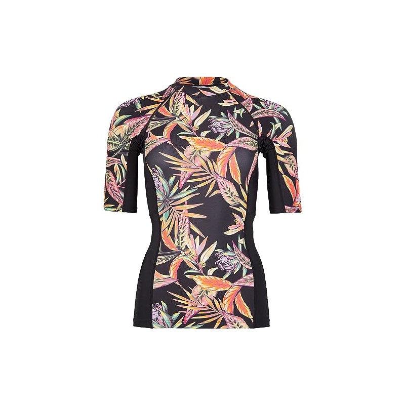 O'Neill Anglet Women's Surf Shirt, Black Tropical Flower
