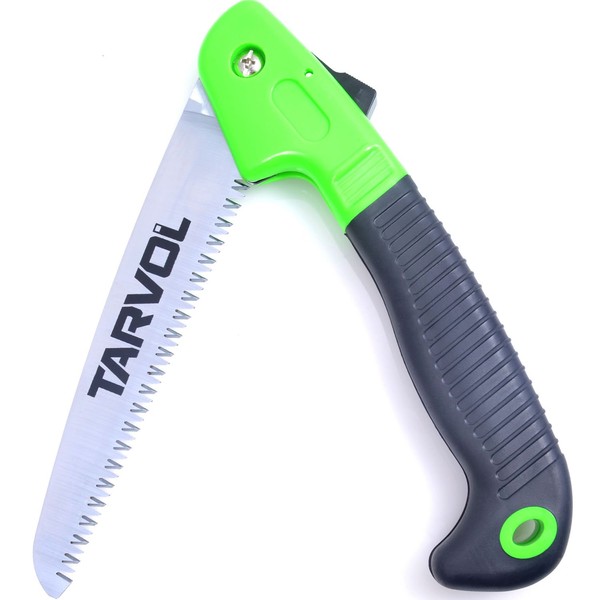 Tarvol Folding Hand Saw (Razor Sharp 7" Blade) Foldable Compact Hand Held Design Jab Saw- Perfect for Pruning, Trimming, Sawing, Camping, Hiking, Hunting & Cutting Wood, Drywall, Bone, & More!