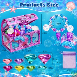 Hoplito 11 Pcs Diving Gems Pool Toys, Colorful Diamond Diving Toy with Treasure Chest, Sinking Dive Swimming Pool Toys, Underwater Gemstone Swimming Gifts for Summer Pool Party Favors
